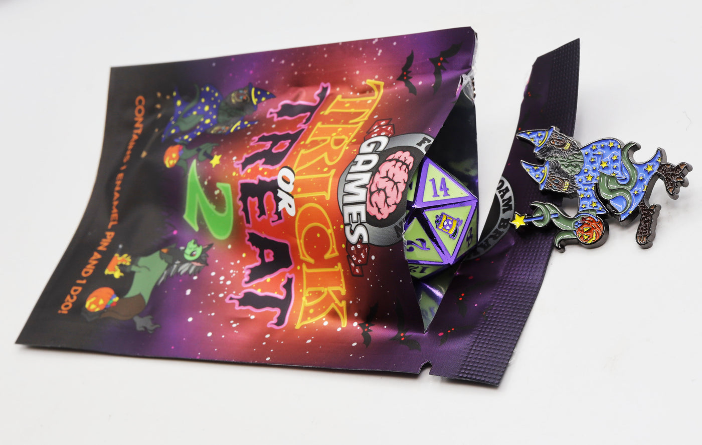 Mystery Loot: Trick or Treat 2 Metal Dice Foam Brain Games