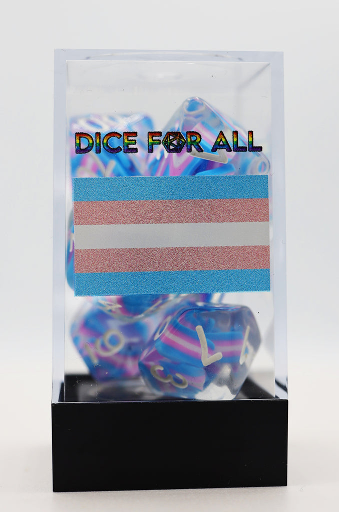 Transgender Flag RPG Dice Set Plastic Dice Foam Brain Games