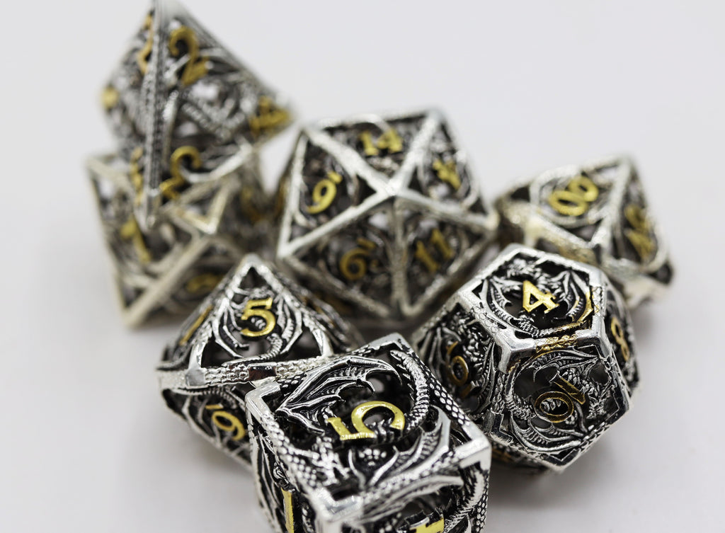 Bound Dragon: Voracious - Hollow Metal RPG Dice Set Metal Dice Foam Brain Games