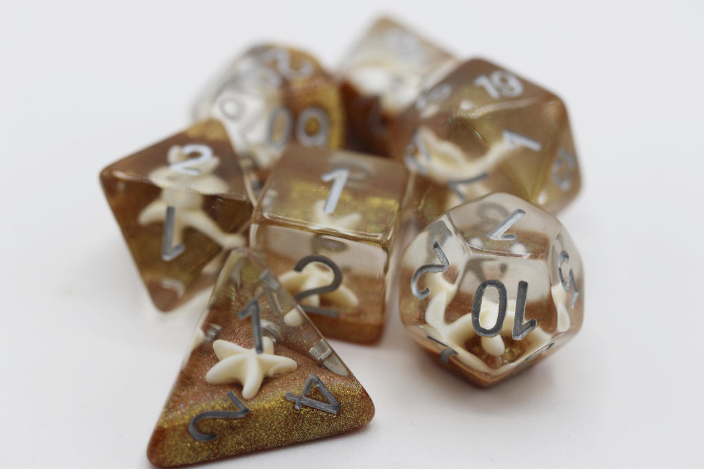 Starfish & Gold Sand RPG Dice Plastic Dice Foam Brain Games