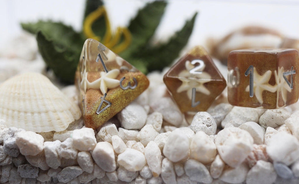 Starfish & Gold Sand RPG Dice Plastic Dice Foam Brain Games