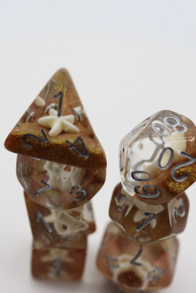 Starfish & Gold Sand RPG Dice Plastic Dice Foam Brain Games